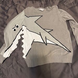 Stella McCartney Kids shark-intarsia cotton jumper